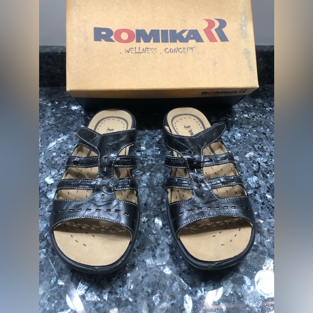 NIB ROMIKA IBIZA SLIDES WOMENS LEATHER UPPER SANDAL